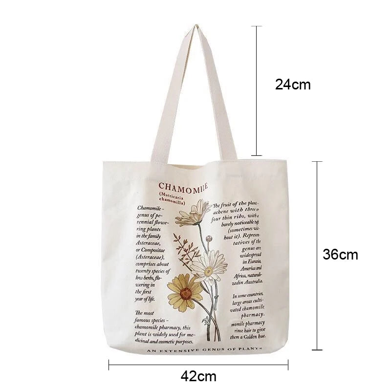 Retro Chamomile Canvas Shoulder Bag for Women