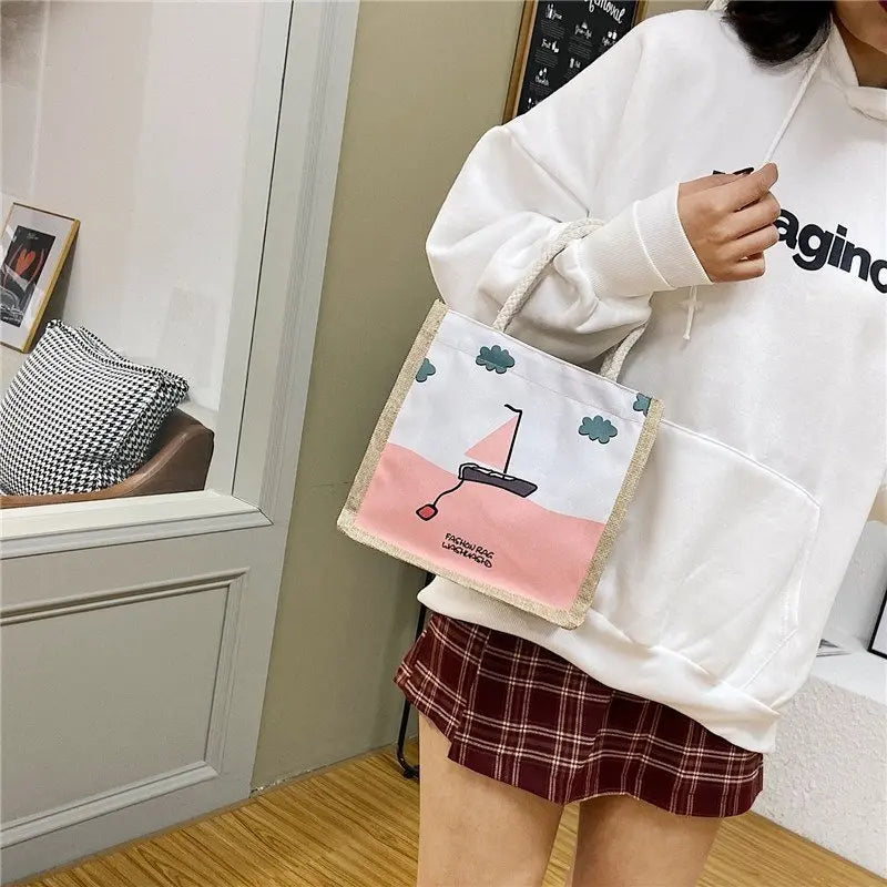 Small Canvas Shoulder Bag Eco Crossbody Tote Vintage Messenger Bag