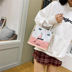 Small Canvas Shoulder Bag Eco Crossbody Tote Vintage Messenger Bag