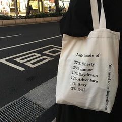 Women Canvas Shoulder Bag Tote Casual Hand Bags Letter Printing Handbag