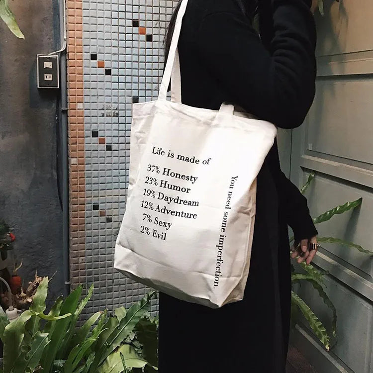 Women Canvas Shoulder Bag Tote Casual Hand Bags Letter Printing Handbag