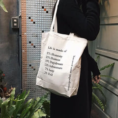 Women Canvas Shoulder Bag Tote Casual Hand Bags Letter Printing Handbag