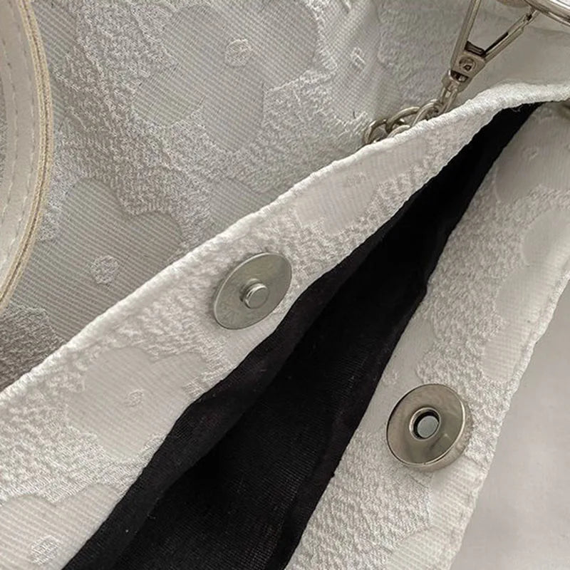 Canvas Shoulder Bag Women Underarm Chain Tote Casual Large Capacity Handbag