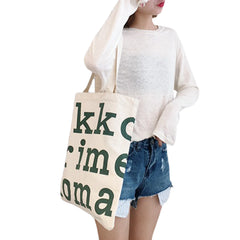 Women Canvas Shoulder Bags Letter Print Style Large Capacity Handbag