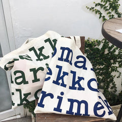 Women Canvas Shoulder Bags Letter Print Style Large Capacity Handbag