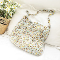 Retro Flower Canvas Shoulder Bag for Women