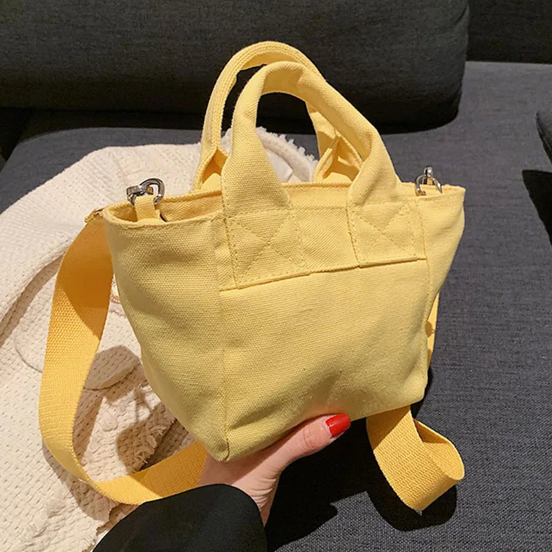 Canvas Shoulder Bag Casual Shopping Handbag Small Tote For Girls