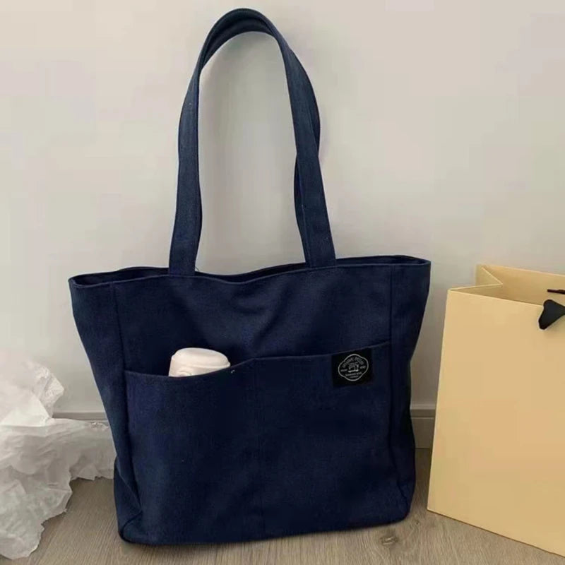 Women Canvas Tote Bag Casual Handbag Large Capacity Reusable Shopping Beach Bag