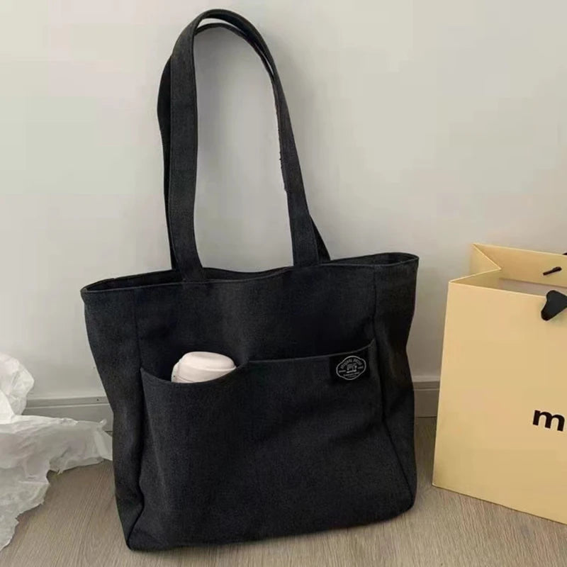 Women Canvas Tote Bag Casual Handbag Large Capacity Reusable Shopping Beach Bag