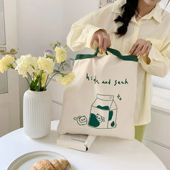 Cartoon Canvas Tote Bag Eco Shopping Large Ladies Handbags