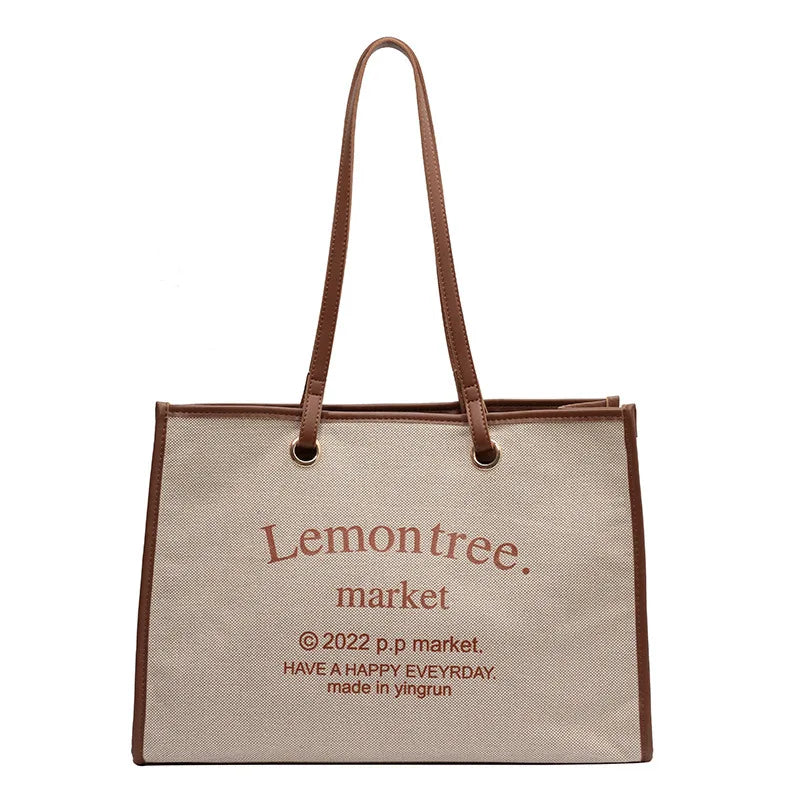 Women Canvas Tote Bag Solid Casual Handbag Large Capacity Cotton Shopping Bag