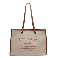 Women Canvas Tote Bag Solid Casual Handbag Large Capacity Cotton Shopping Bag