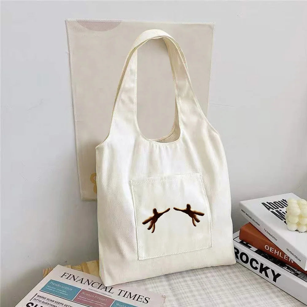 Canvas 3D Pattern Tote Bag Large Capacity Shoulder Bag