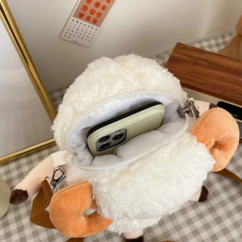 Funny Plush Sheep Shoulder Bag Girl Doll Messenger Bag Birthday Gift