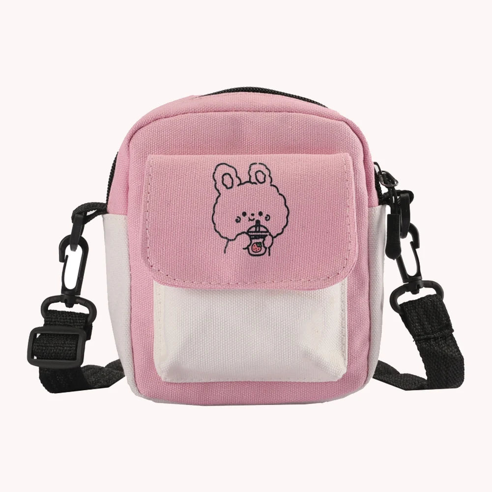 Women Cartoon Printed Canvas Shoulder Messenger Bag Hit Flap Purse