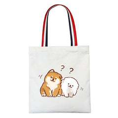Shiba Inu Dog Shoulder Bag Canvas Handbag Tote Large Capacity Shopping Bag