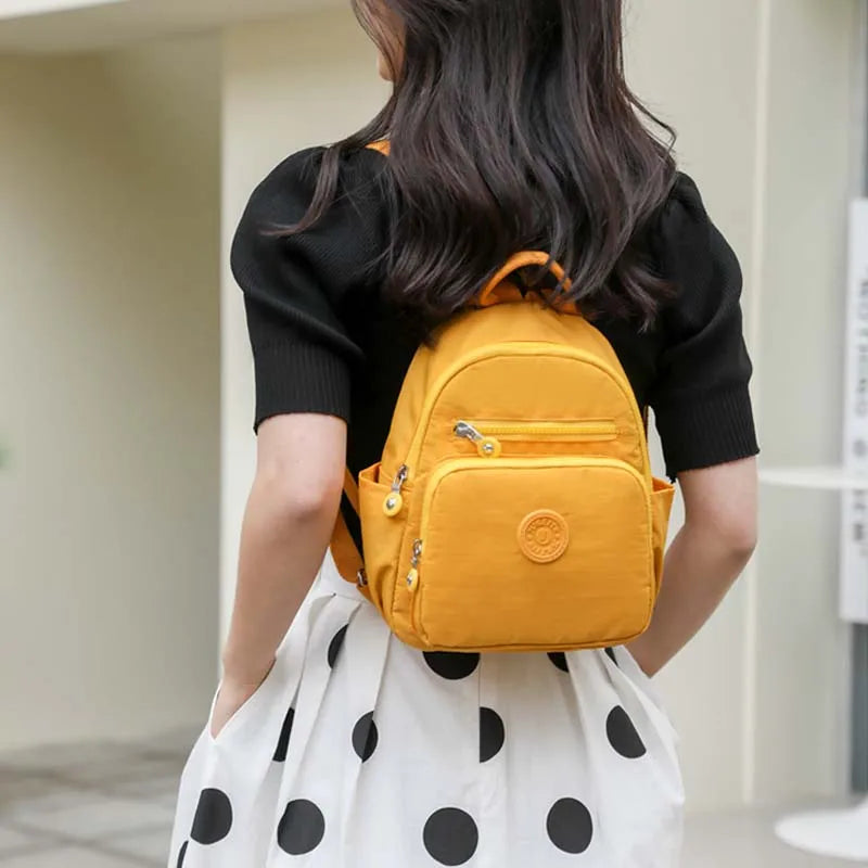 Women Mini Nylon School Bag Solid Light Weight Small Travel Backpack
