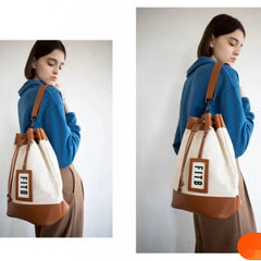 Canvas Shoulder Bag with Leather Strap