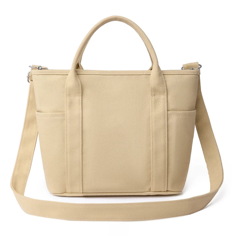 Canvas Shoulder Bag with Removable Straps for Women