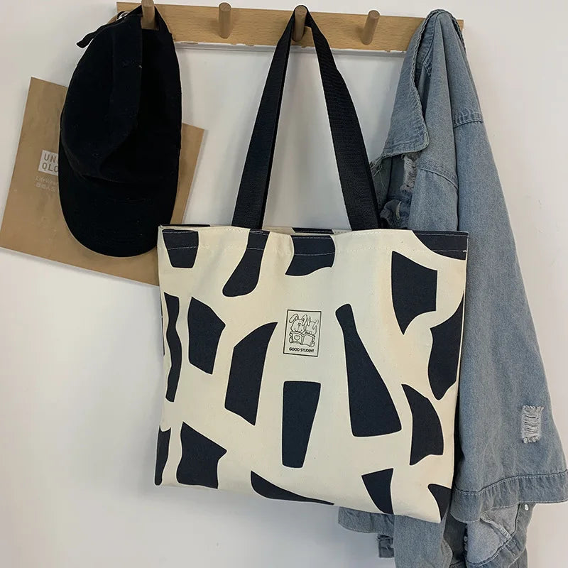 Women Casual Canvas Shoulder Tote Bag Large-capacity Multifunction Student