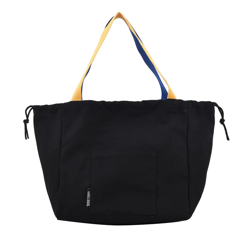 Women Canvas Totes Bag Handbags Top Handle Bag - Yellow/Black