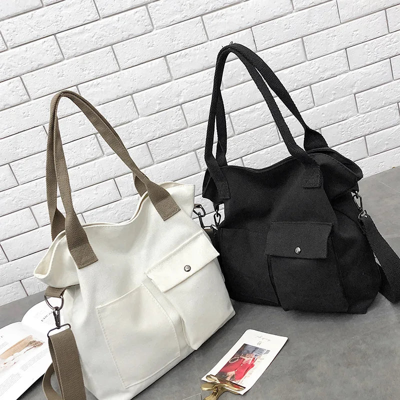 Canvas Retro Ladies Eco Tote Bag Large Capacity Shopping Bag