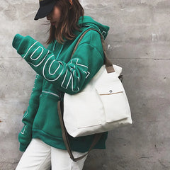 Canvas Retro Ladies Portable Eco Tote Bags Solid Color