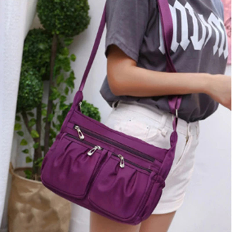 Waterproof Nylon Messenger Bag Large Capacity Crossbody Purse