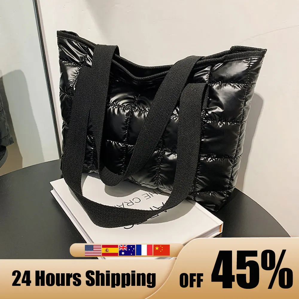 Women Casual Nylon Cloth Shoulder Bags Solid Tote Handbags