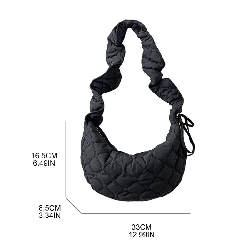 Women Casual Ruched Shoulder Bag Quilted Crossbody Handbag