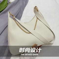 Women Casual Single Travel Shoulder Tote Bag Chain Solid