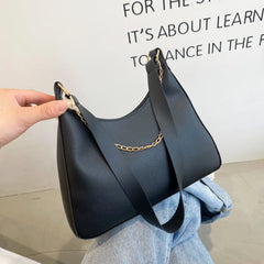 Women Casual Single Travel Shoulder Tote Bag Chain Solid