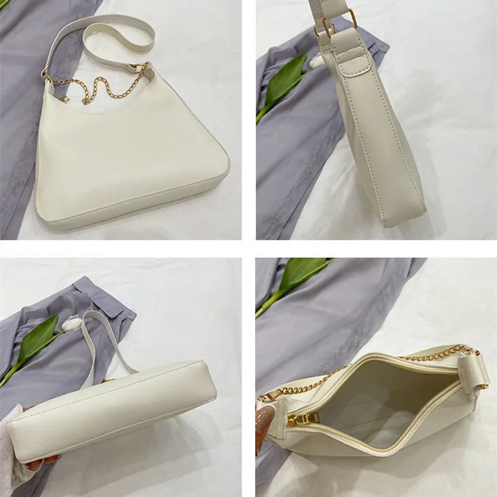 Women Casual Single Travel Shoulder Tote Bag Chain Solid