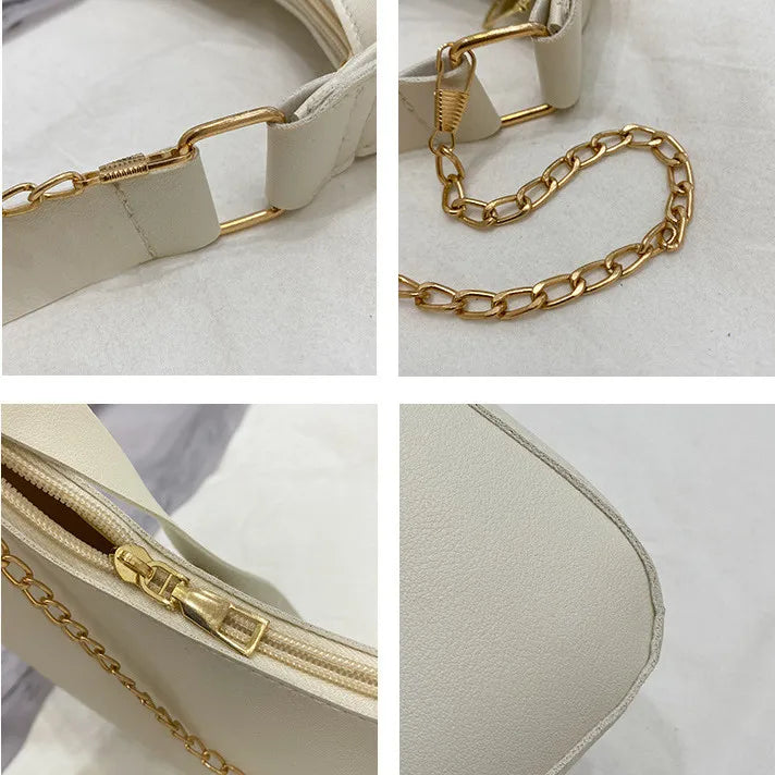 Women Casual Single Travel Shoulder Tote Bag Chain Solid