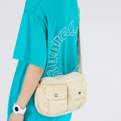 Women Canvas Shoulder Bag Summer Crossbody Handbag with Pockets