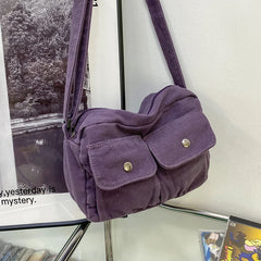 Casual Small Canvas Shoulder Bag Summer Multiple Pockets Crossbody Bags
