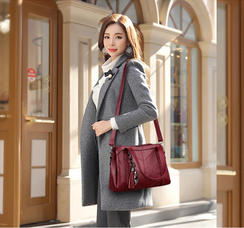 Women Casual Tote Bags Large Shoulder Bag Vintage Leather Crossbody Bag
