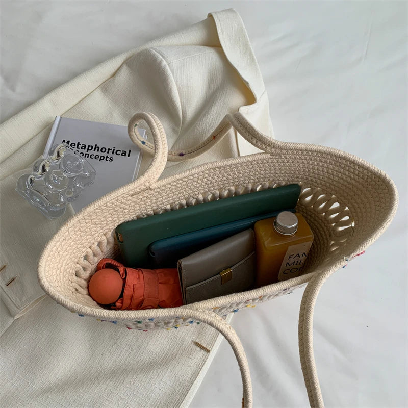 Summer Straw Tote Bag Large Capacity Beach Handbag