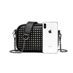 Women Chain Crossbody Bag Rivet Messenger Small Shoulder