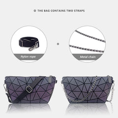 Women Chain Shoulder Bag Luminous Geometric Messenger Bags