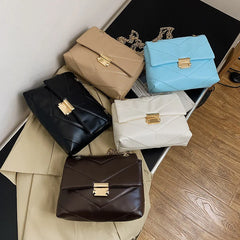 Solid Crossbody Bag PU Leather Flap Shoulder Pouch