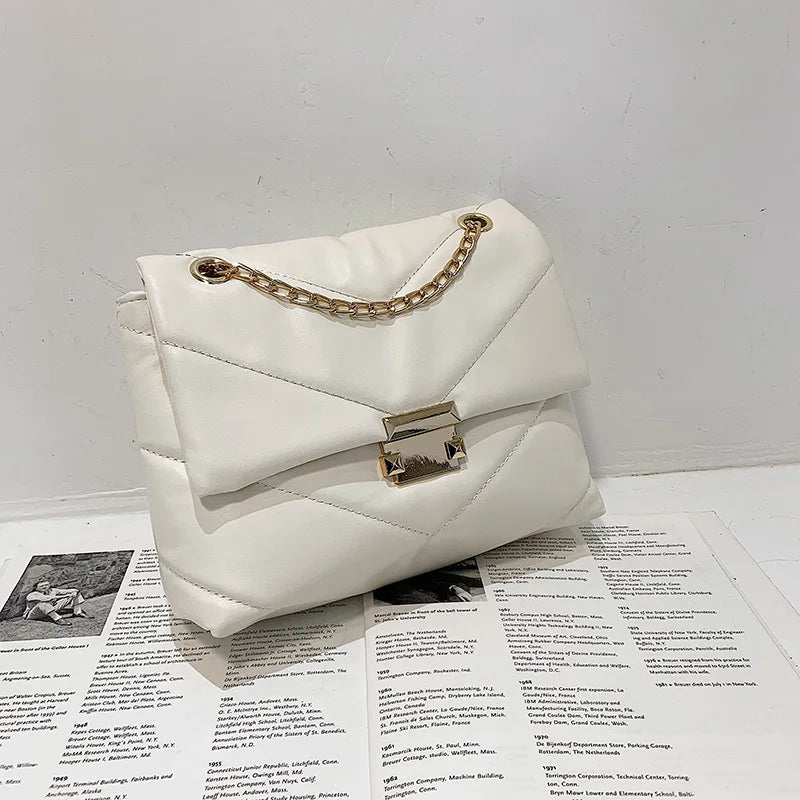 Solid Crossbody Bag PU Leather Flap Shoulder Pouch