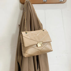 Solid Crossbody Bag PU Leather Flap Shoulder Pouch