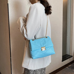 Solid Crossbody Bag PU Leather Flap Shoulder Pouch
