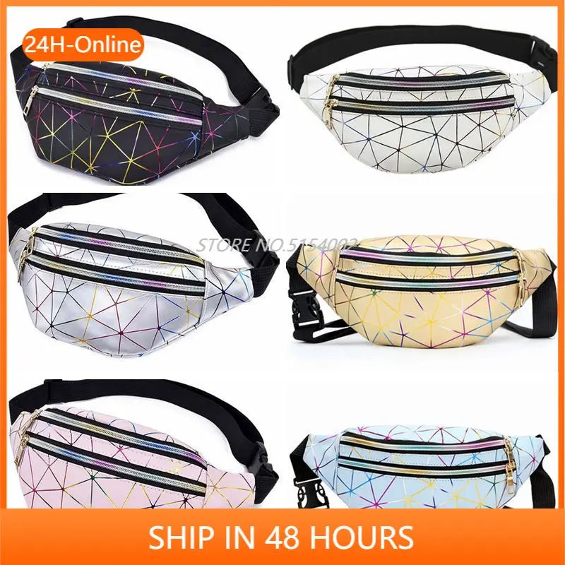 Women Laser Chest Bag Geometric Waist Bags Phone Pouch Fanny Pack