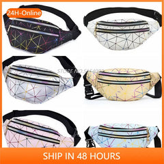 Women Laser Chest Bag Geometric Waist Bags Phone Pouch Fanny Pack