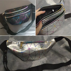 Women Laser Chest Bag Geometric Waist Bags Phone Pouch Fanny Pack