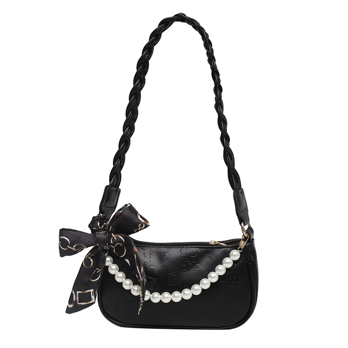 Cartoon Printed Shoulder Bag Lightweight Clutch with Scarf