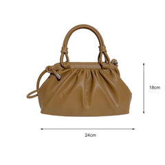 Women Cloud Bags Pleated Handlebags PU Leather Armpit Bag Female Satchel