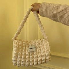 Women Flower Tote Bag Solid Canvas Handbag